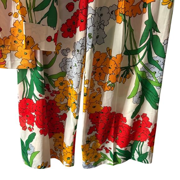 Montgomery Ward Vintage 60s 70s Retro Mod MCM Top Pants Set Wide Leg Floral 14 - Picture 10 of 10